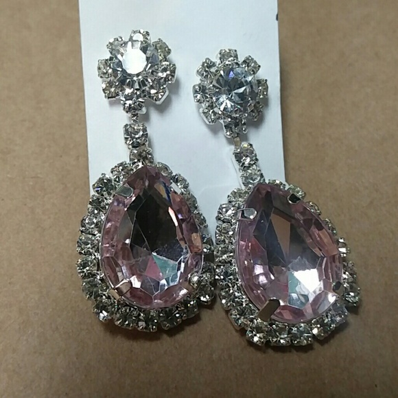 None Jewelry - Pear post rhinestone earrings